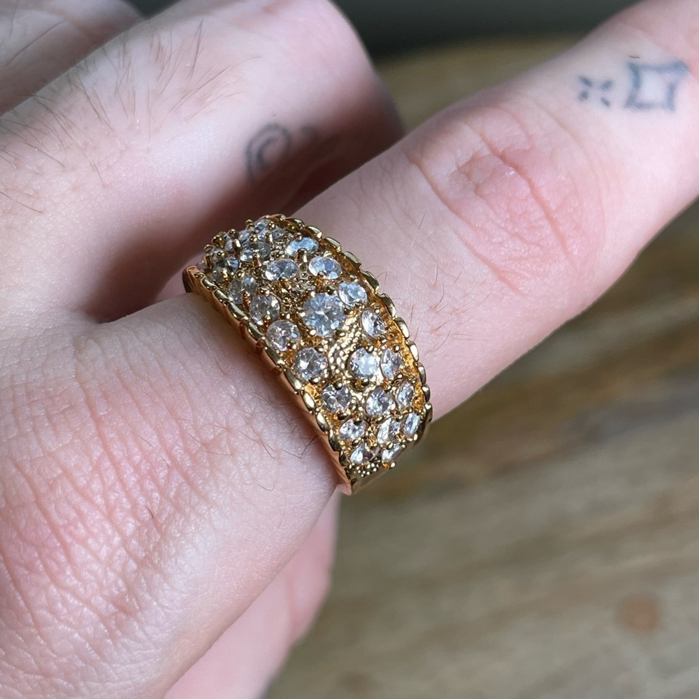 Vintage Deadstock 14KT Gold Filled Ring with Natural Tourmaline Crystals✨